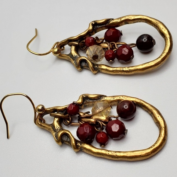 Gold and Red Earrings - Picture 7 of 14